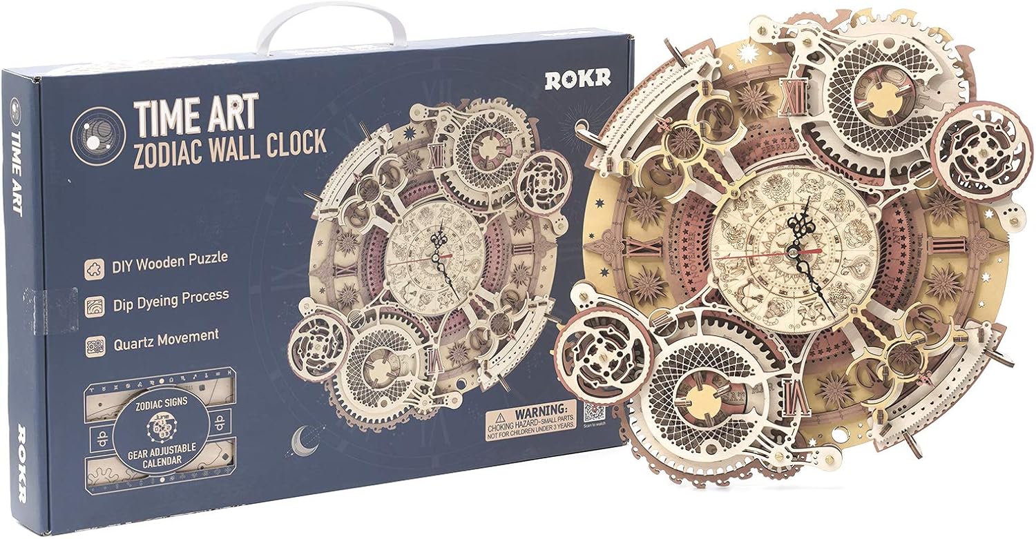 ROKR 3D Wooden Wall Clock Puzzle | DIY Handmade Model Kit with Functional Design