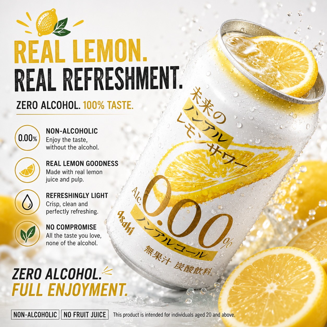 Asahi Mirai Non-Alcoholic Lemon Sour with Real Lemon Slice 345ml
