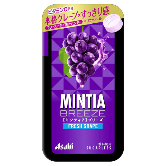 Asahi Group Foods Mintia Breeze Fresh Grape 30 tablets Sugarless | Pack of 3 | Made in Japan | Japanese Mints