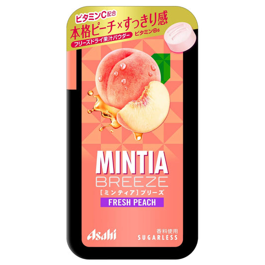 Asahi Group Foods Mintia Breeze Fresh Peach 30 tablets Sugarless | Pack of 3 | Made in Japan | Japanese Mints