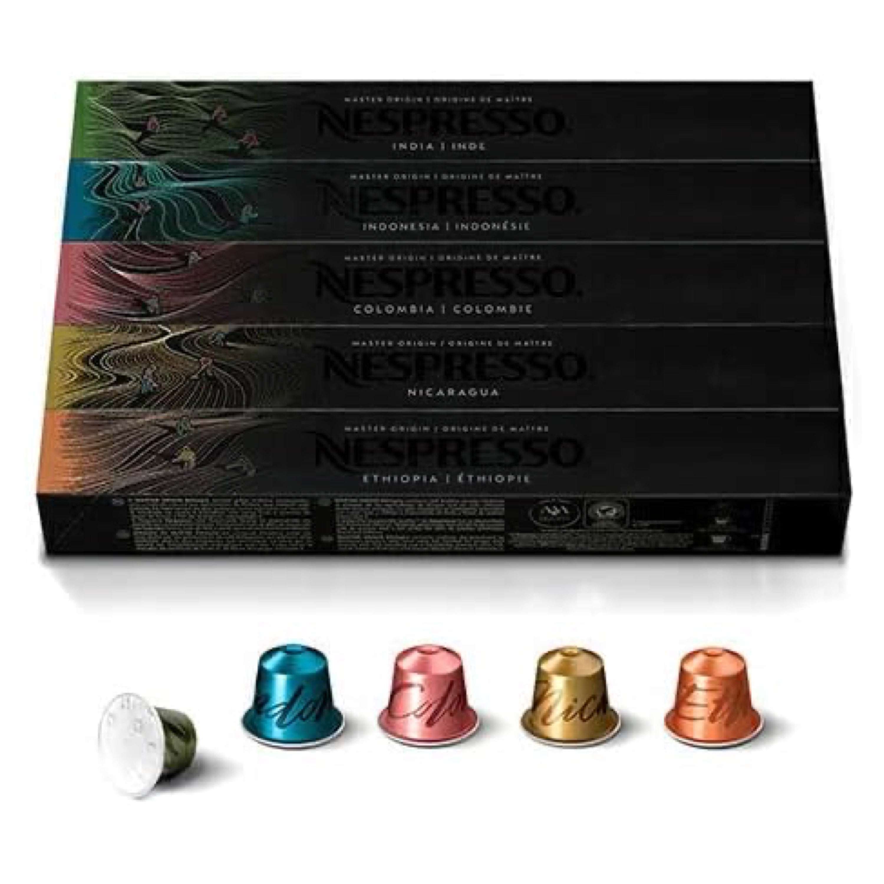 Nespresso Original Master Origins Coffee Set 5 Types (50 Pods) Original Capsule
