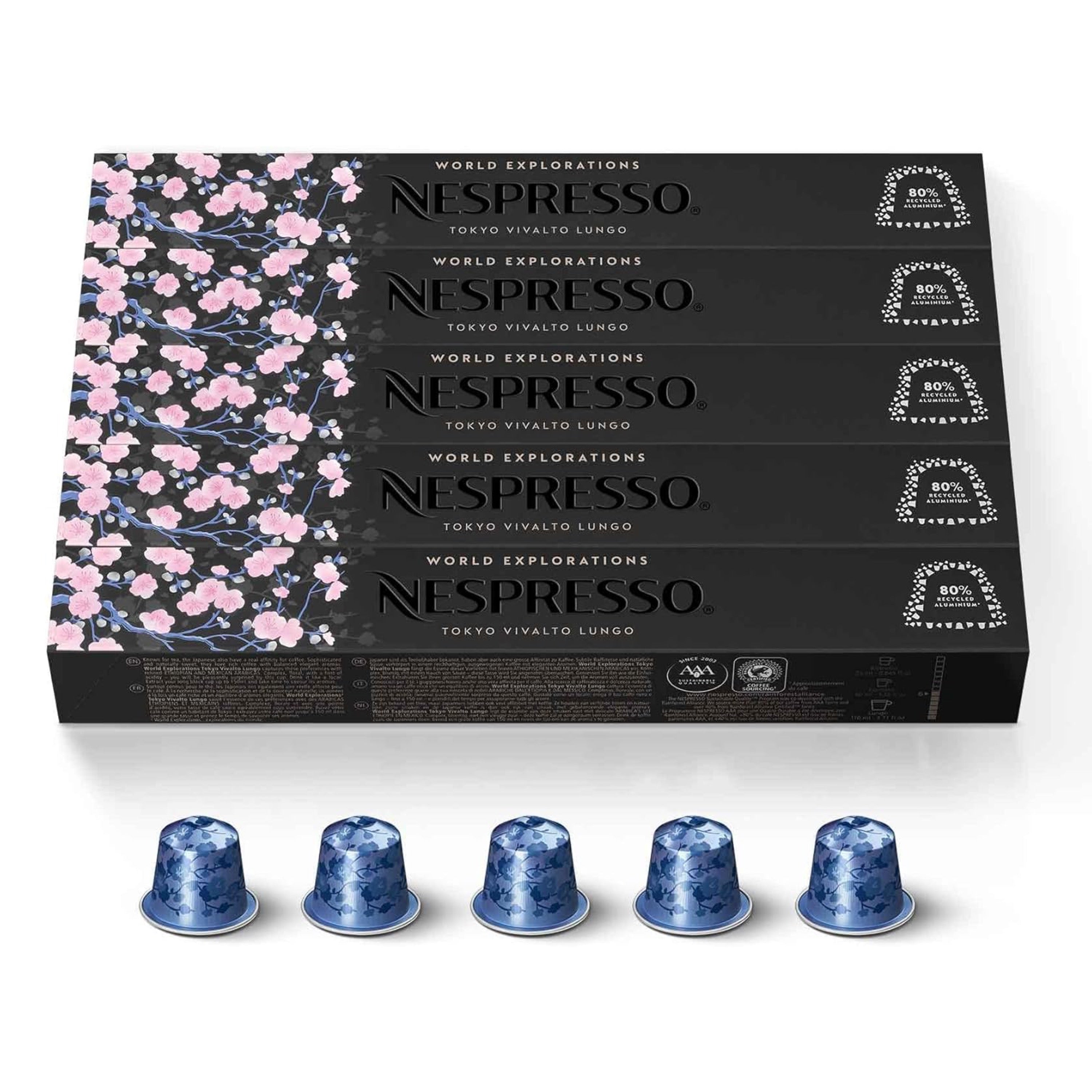 Nespresso World Explorations Tokyo Lungo 5-bottle set (50 Pods) Original capsule