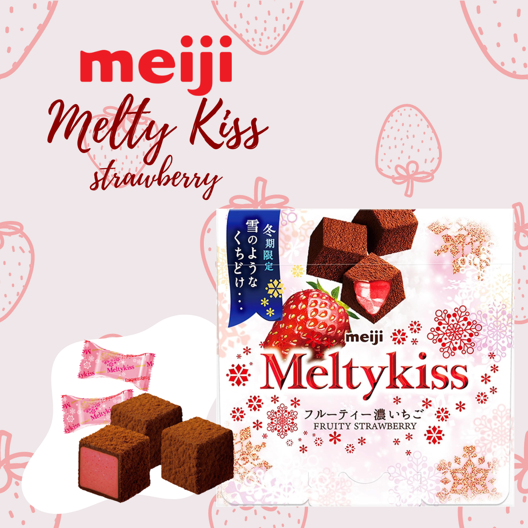 Meiji Melty Kiss Fruity Dark Strawberry 52g Chocolate | Pack of 2 | Made in Japan