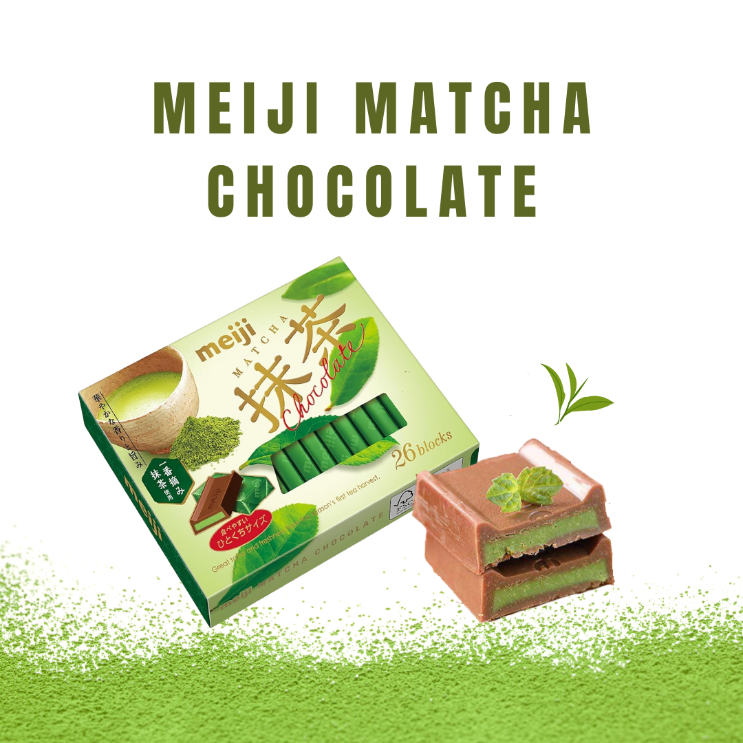 Meiji Matcha Chocolate Box with 26 Tablets | Pack of 2 | Made In Japan