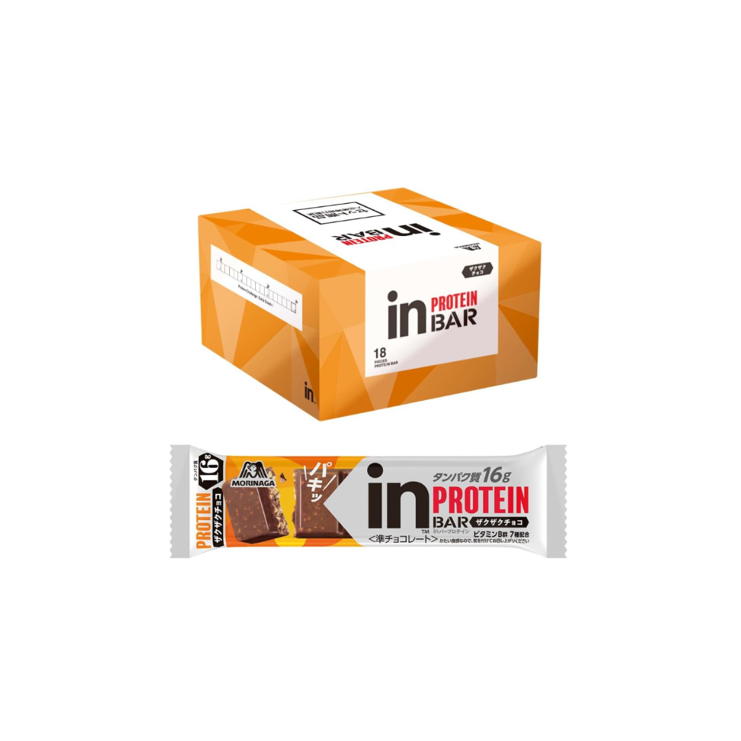 Morinaga In Bar Protein – Crunchy Chocolate | High-Protein Bar with 7 Vitamin B Types (18 Bottles/1 Box)