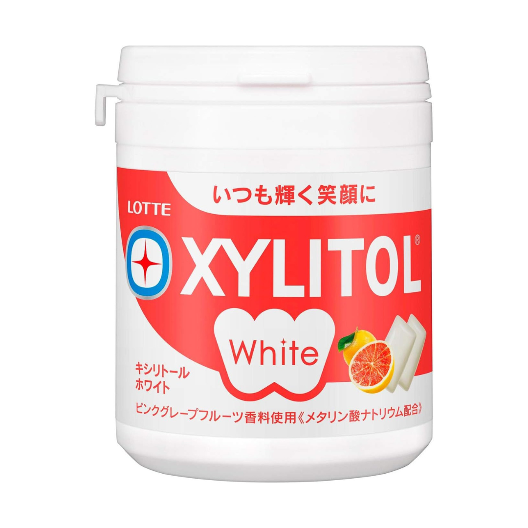 Lotte Xylitol White Gum (Pink Grapefruit) Family Bottle 143g | Made in Japan