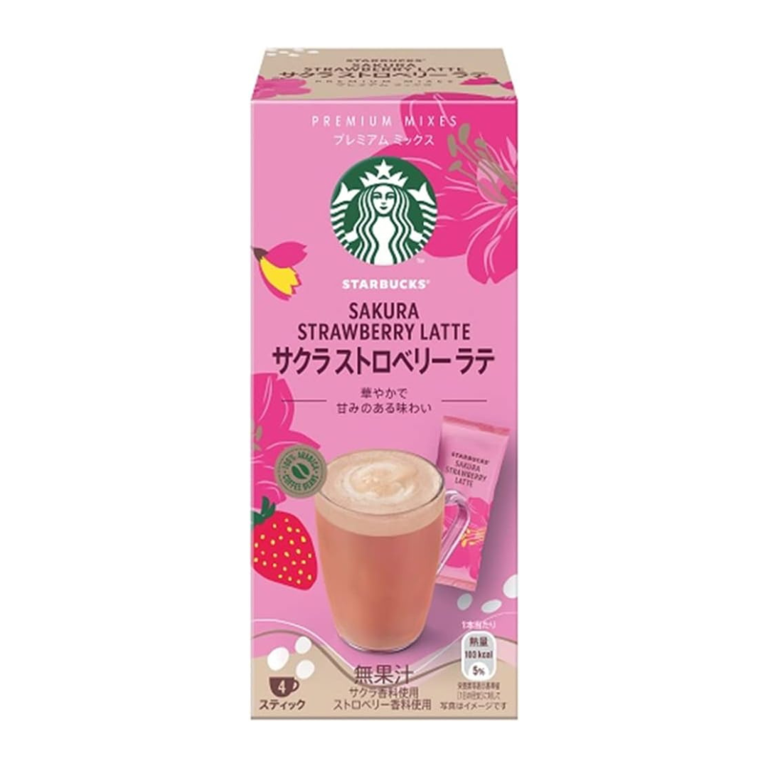 Starbucks Premium Mix Sakura Strawberry Latte Sachets Inside