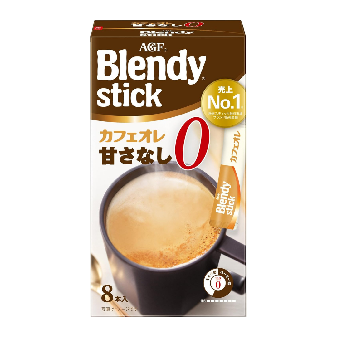 AGF Blendy Stick Cafe au Lait Unsweetened 8 Sticks | Made in Japan