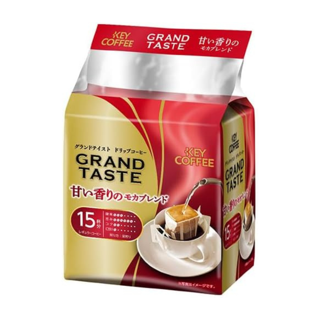 Key Coffee Drip Bag, Grand Taste, Sweet Scented Mocha Blend, 0.2 oz (6 g) x 15 P | Made In Japan