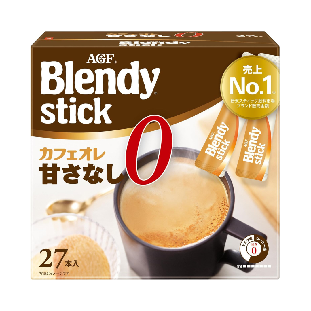 AGF Blendy Cafe au Lait Unsweetened 27 Sticks – Japanese Coffee