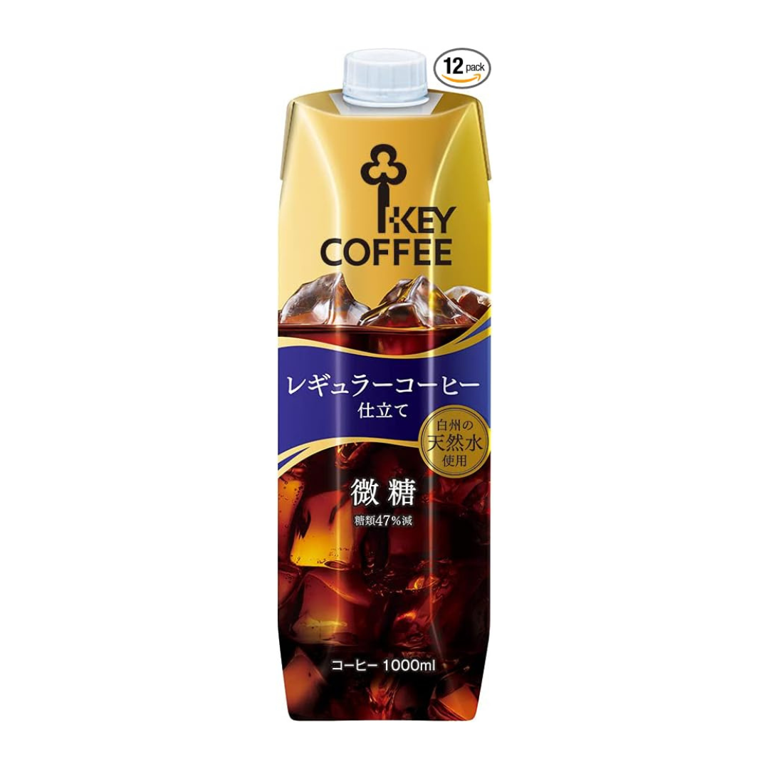 Key Coffee, Liquid Coffee, Natural Water, Small Sugar, Paper Pack, 33.8 fl oz (1000 ml) | Made In Japan