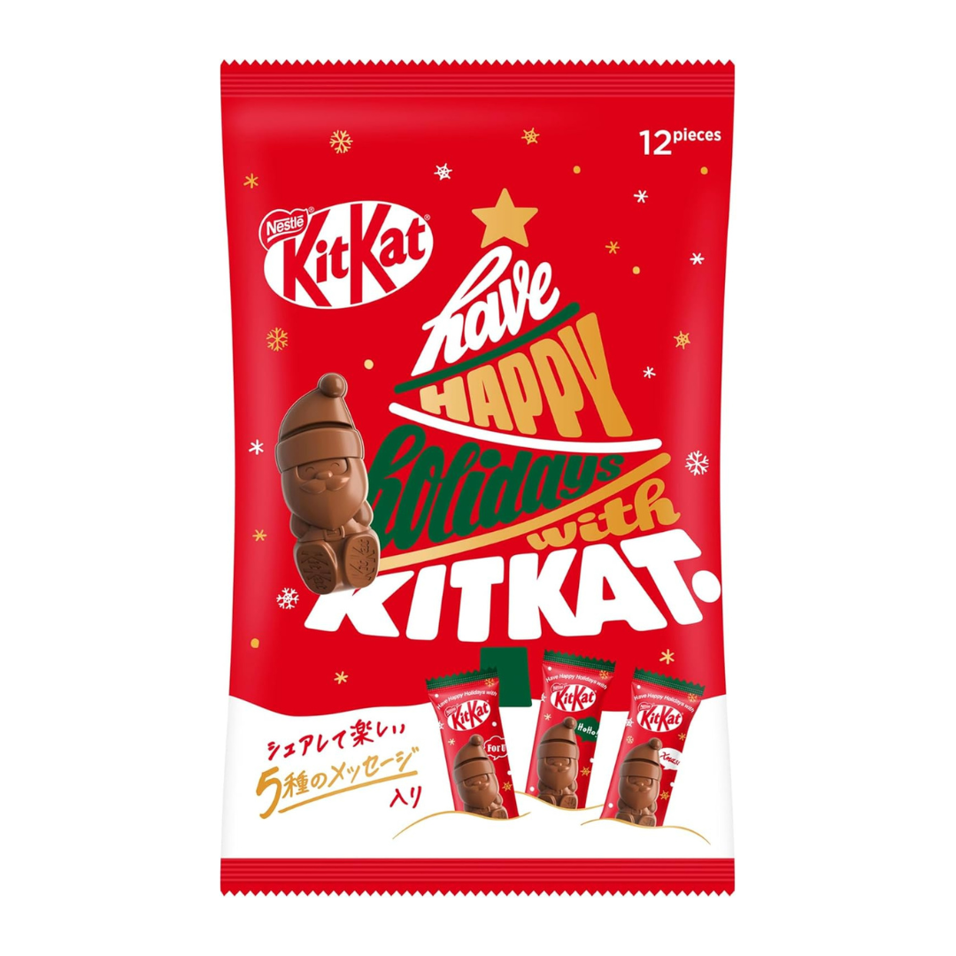 Nestle KitKat Holiday Santa Share Bag 12 Kitkat Pieces Inside | Made in Japan | Japanese Kitkat