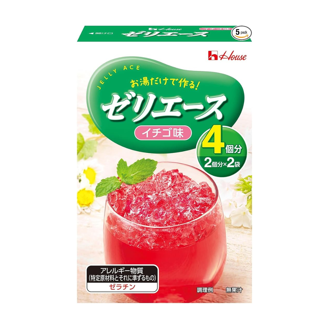 House Foods Jelly Ace Strawberry Flavor, 3.2 oz (92 g) | Pack Of 2 | Made In Japan