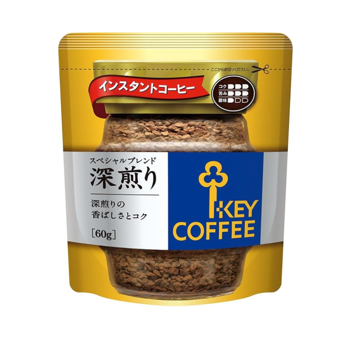 Key Coffee, Instant Coffee, Special Blend, Deep Roast, Bag, Refill, 2.1 oz (60 g) | Pack Of 2 | Made In Japan