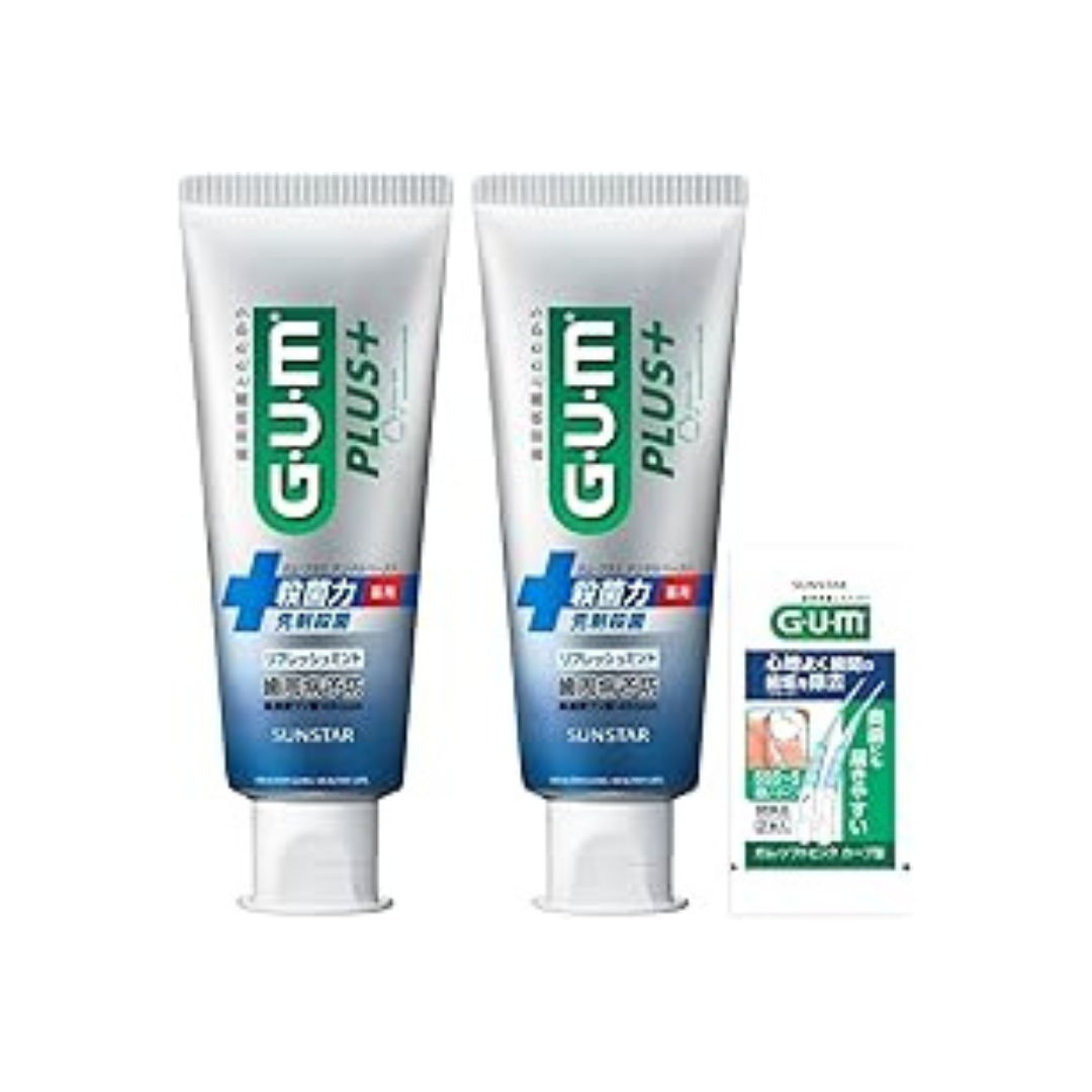 GUM Plus (Quasi-Drug) Dental Paste Medicated Toothpaste, Refresh Mint, 2.2 oz (120 g) x 2
