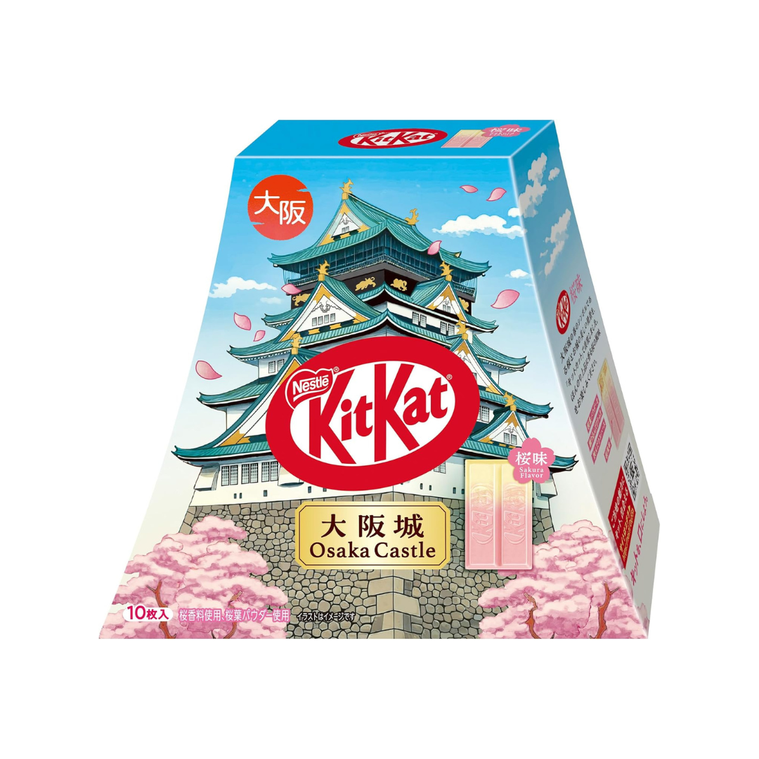 Nestle Kit Kat Osaka Castle Pack Cherry Blossom Flavor | 10 Pieces Inside | Made in Japan | Japanese Kitkat