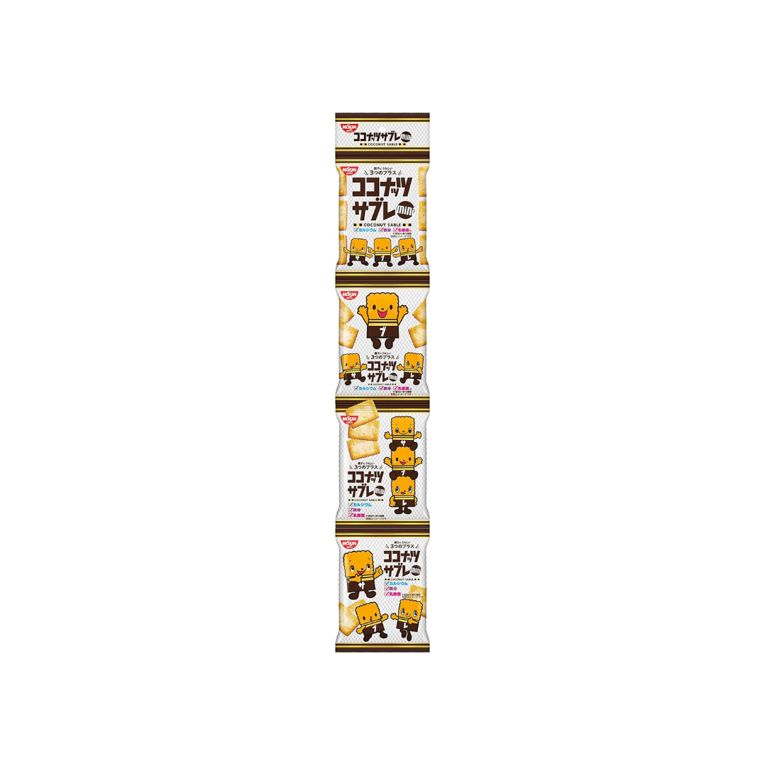 Nissin Cisco Coconut Sabre Mini 4 Rows, 2.1 oz (60 g) × 10 Bags | Japanese Chocolate Snack