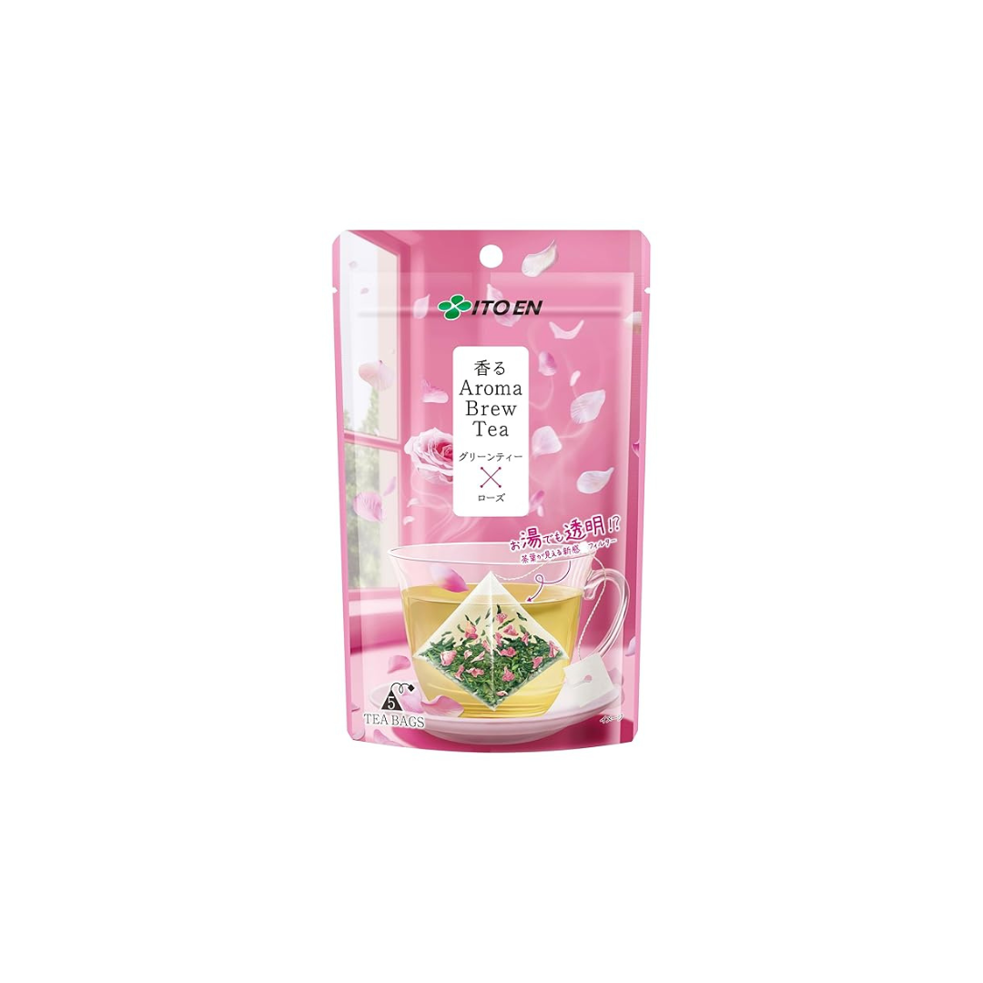 Ito En Aroma Brew Tea, Green Tea x Rose, 1.8g x 5 Tea Bags | Made in Japan