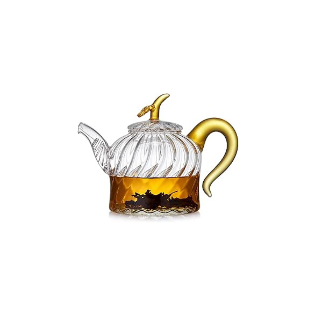 Heat-Resistant Glass Teapot 470ml – Cute Round Direct Fire Safe Tea Pot with Strainer