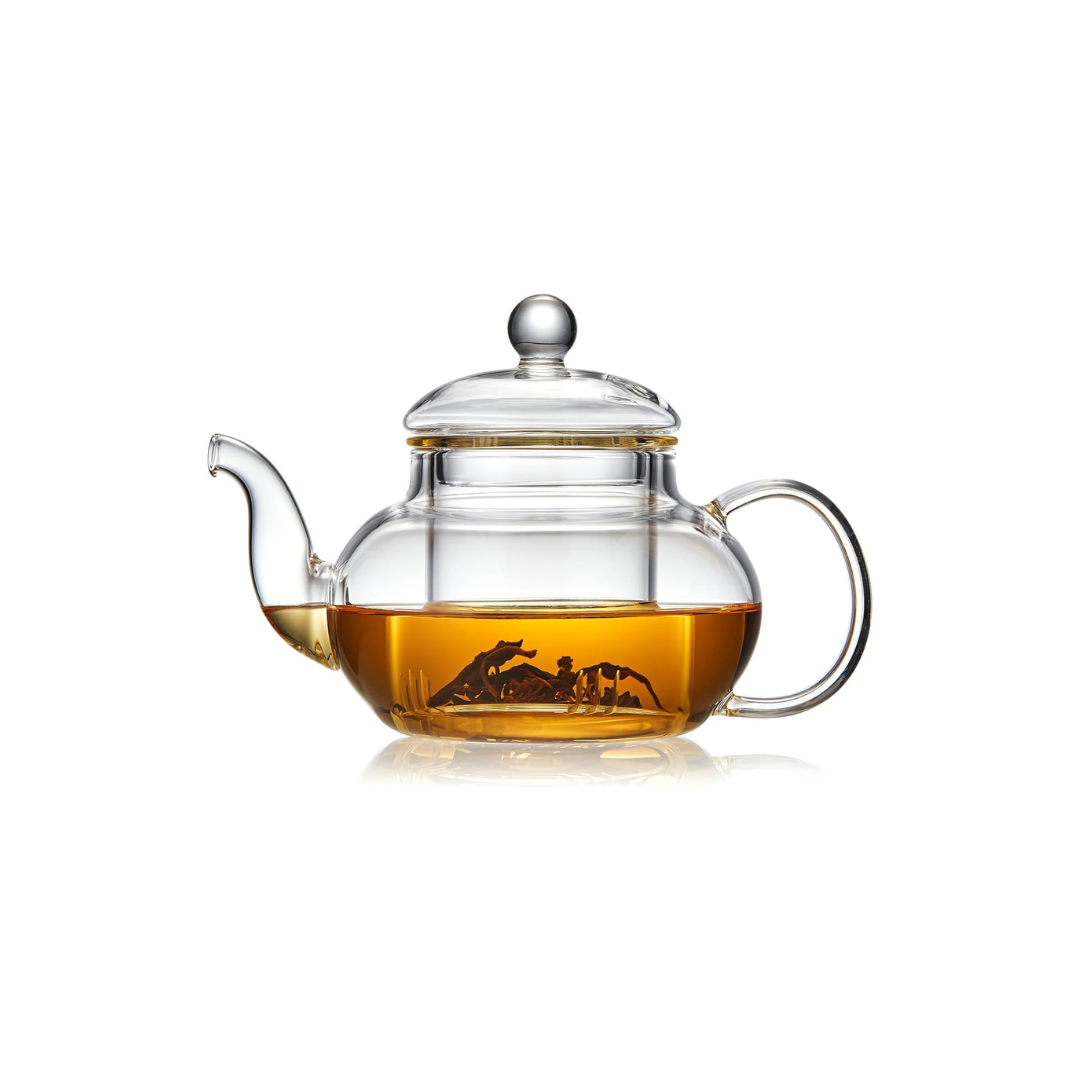 Pocarati Glass Teapot 900ml – Heat-Resistant, Direct Flame Safe with Strainer & Lid