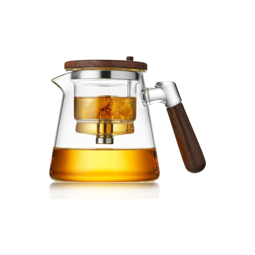 Heat-Resistant Glass Teapot 890ml – Direct Flame Safe Clear Tea Pot for Loose-Leaf & Flowering Tea