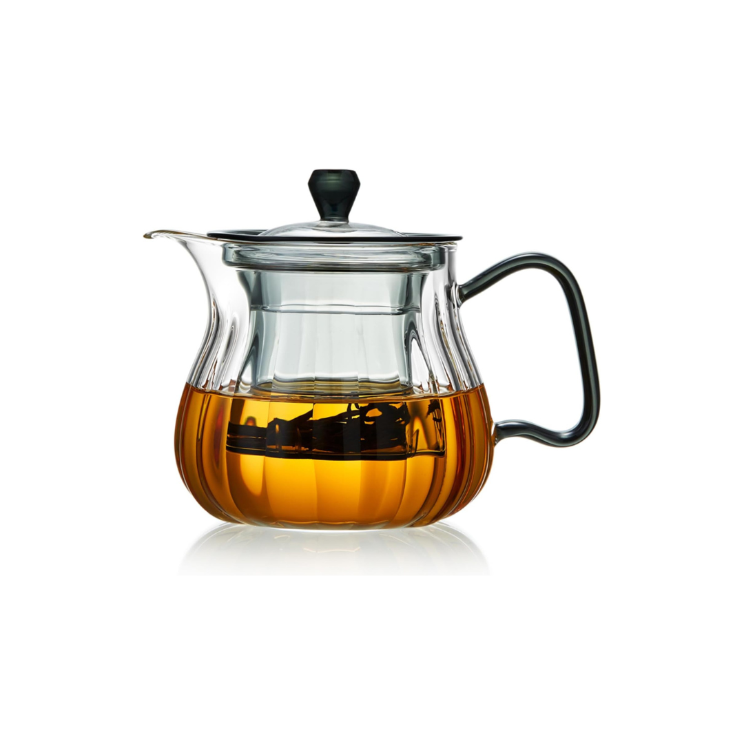 Pocarati Heat-Resistant Glass Teapot 580ml – Direct Flame & Microwave Safe with Infuser and Lid