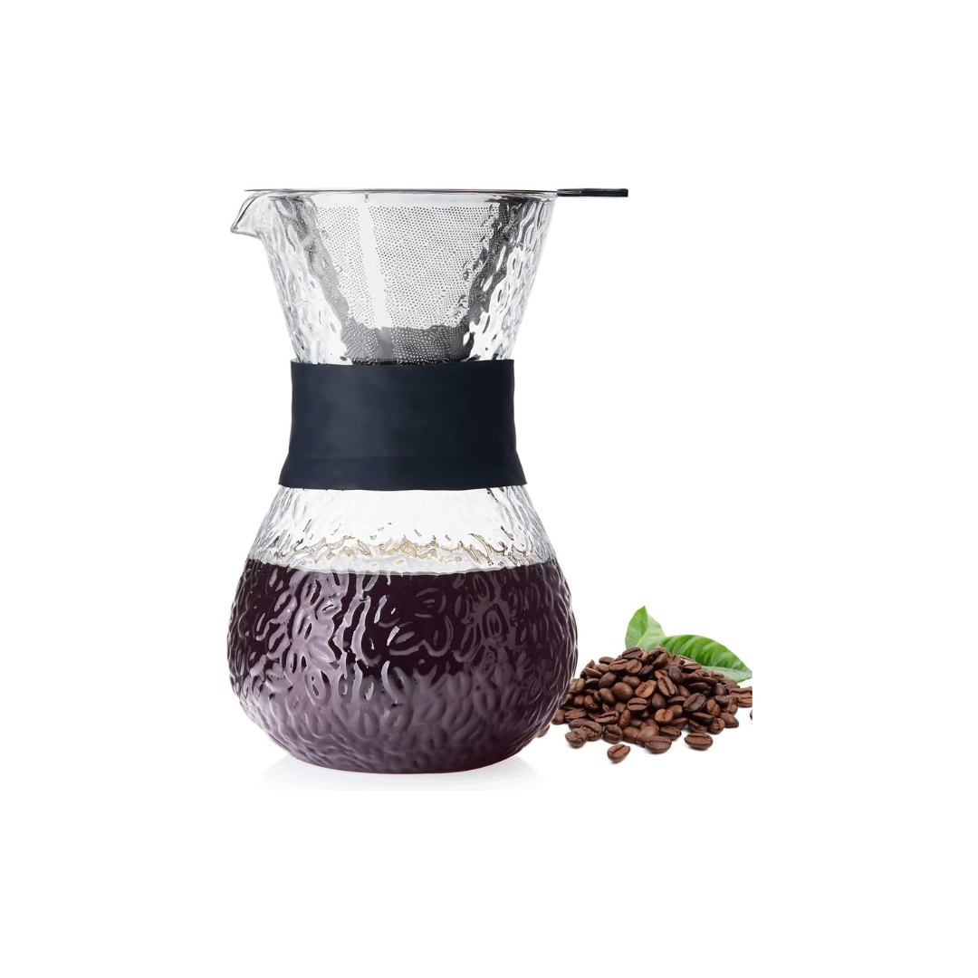 Pocarati Coffee Server – 600ml Heat-Resistant Glass Drip Coffee Maker with Stainless Steel Filter