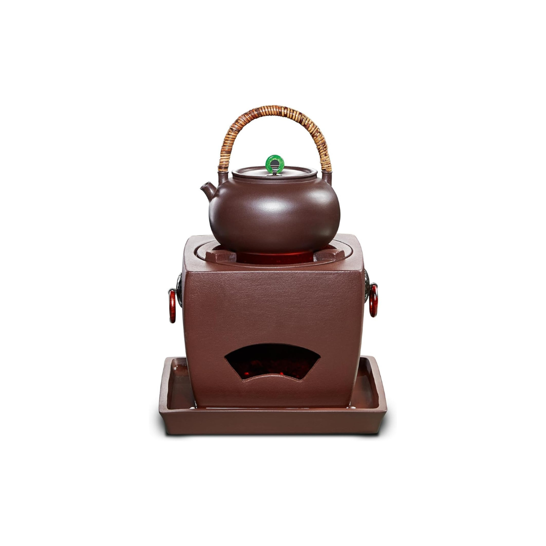 Pocaloti Purple Clay Tea Furnace – Round Mouth Charcoal Tea Stove for Traditional Brewing