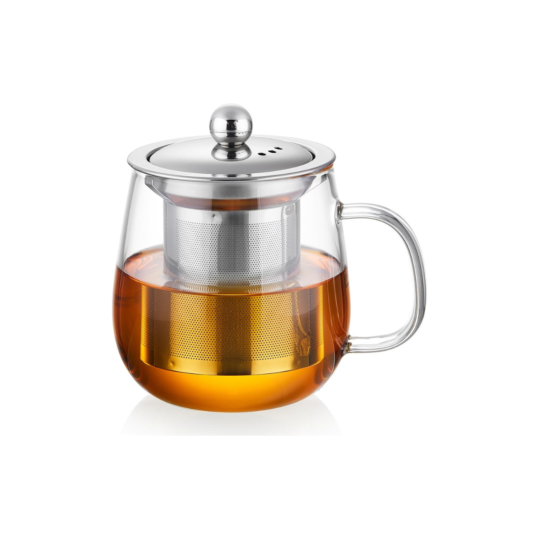 Heat-Resistant Glass Tea Mug with Infuser – 520ml with Stainless Steel Filter & Lid