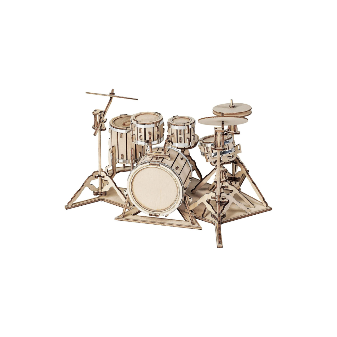 ROBOTIME Drum Set TG409 3D Wooden Puzzle – DIY Craft Model Kit, Educational Toy for Kids & Adults