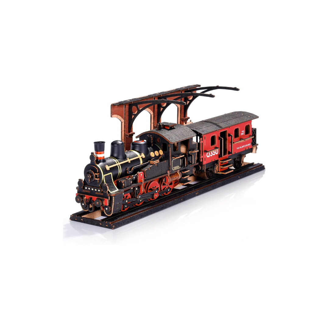 ROBOTIME TGS01 Steam Locomotive 3D Wooden Puzzle – DIY Mechanical Train Model Kit, Educational Craft for Kids & Adults