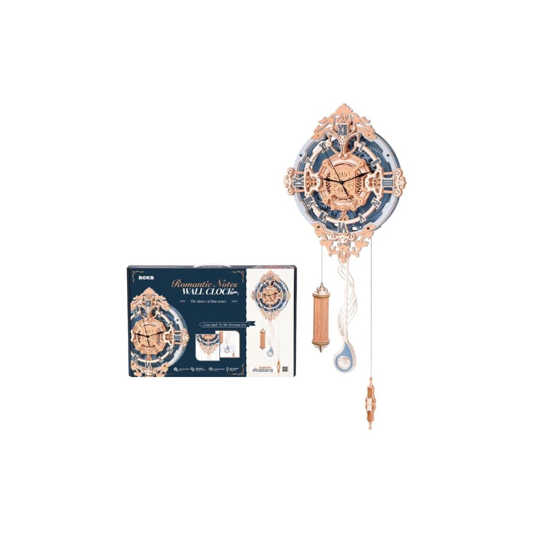 ROKR LC701 DIY Wooden Wall Clock | 3D Puzzle Model Kit with Stylish Room Decor