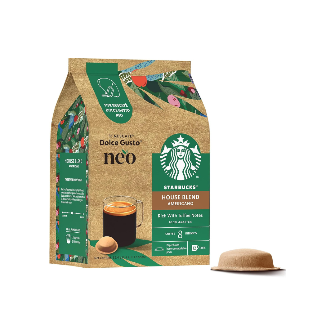 Nescafé Dolce Gusto Neo Starbucks House Blend Coffee Pods 12P – Rich Americano Style Coffee