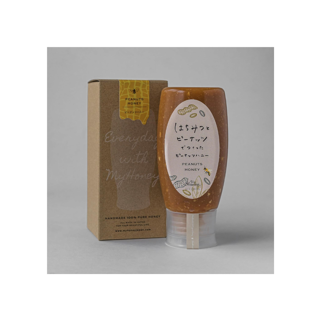 MYHONEY Peanut Honey Spread | 420g Tube Bottle | 100% Hungarian Acacia Honey | Creamy Peanut Honey | Gift Box Included