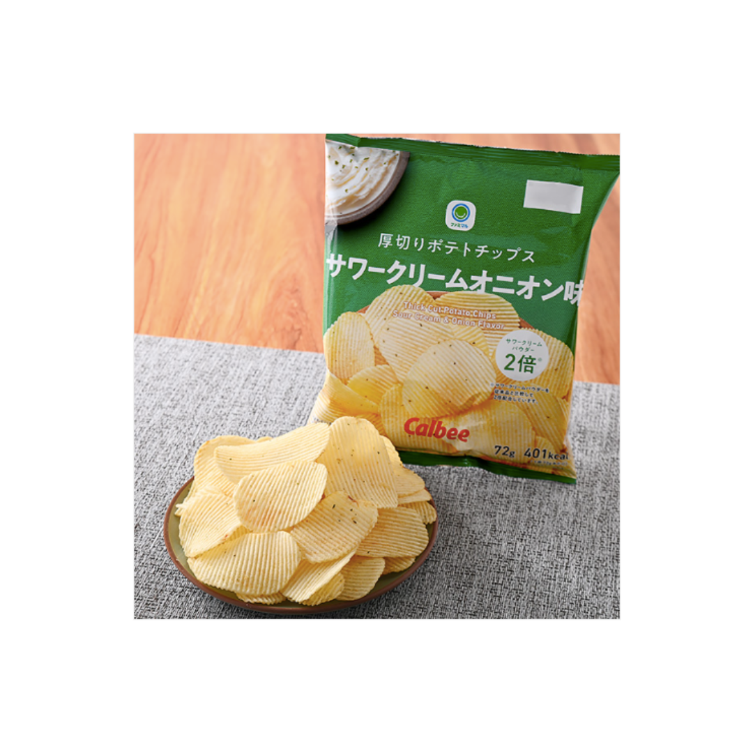 Family Mart Thick-Cut Potato Chips Sour Cream and Onion Flavor 72g | Made in Japan