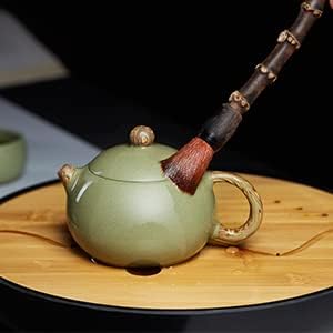 Handmade Yixing Purple Clay Teapot Set – Bean Green Sand Teapot with 4 Tea Cups