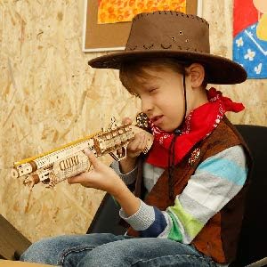 ROKR Terminator M870 3D Wooden Puzzle Gun | DIY Rubber Band Toy Model Kit