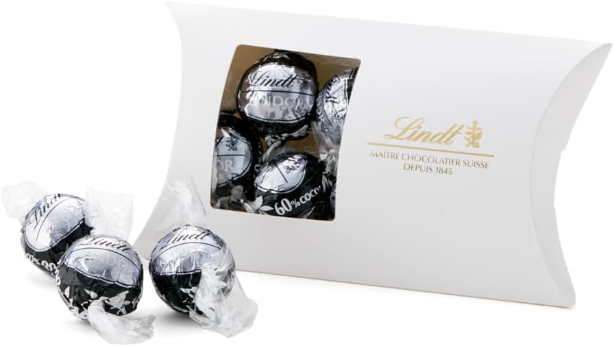 Lindt &amp; Sprüngli Lindor 60% Cacao Dark Chocolate – Individually Wrapped Medium Gift Pack