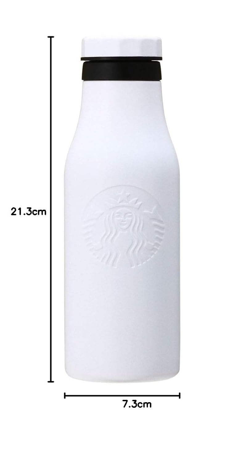 Starbucks Stainless Steel Logo Bottle 473ml (16.6oz) – Matte Black &amp; White | Embossed Siren Logo Vacuum Insulated Tumbler