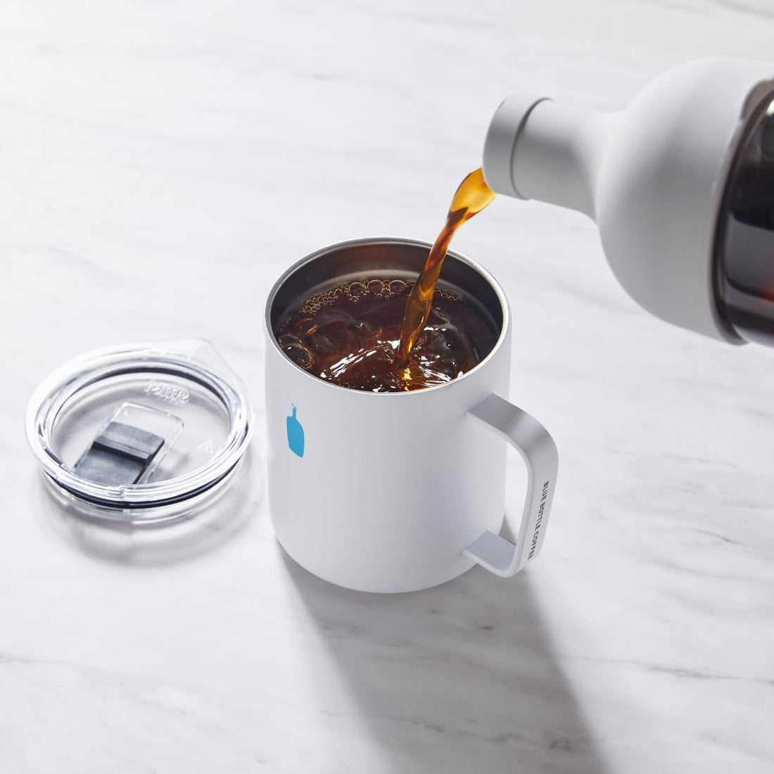 Blue Bottle Coffee White Travel Mug – 12 oz Portable Coffee Cup