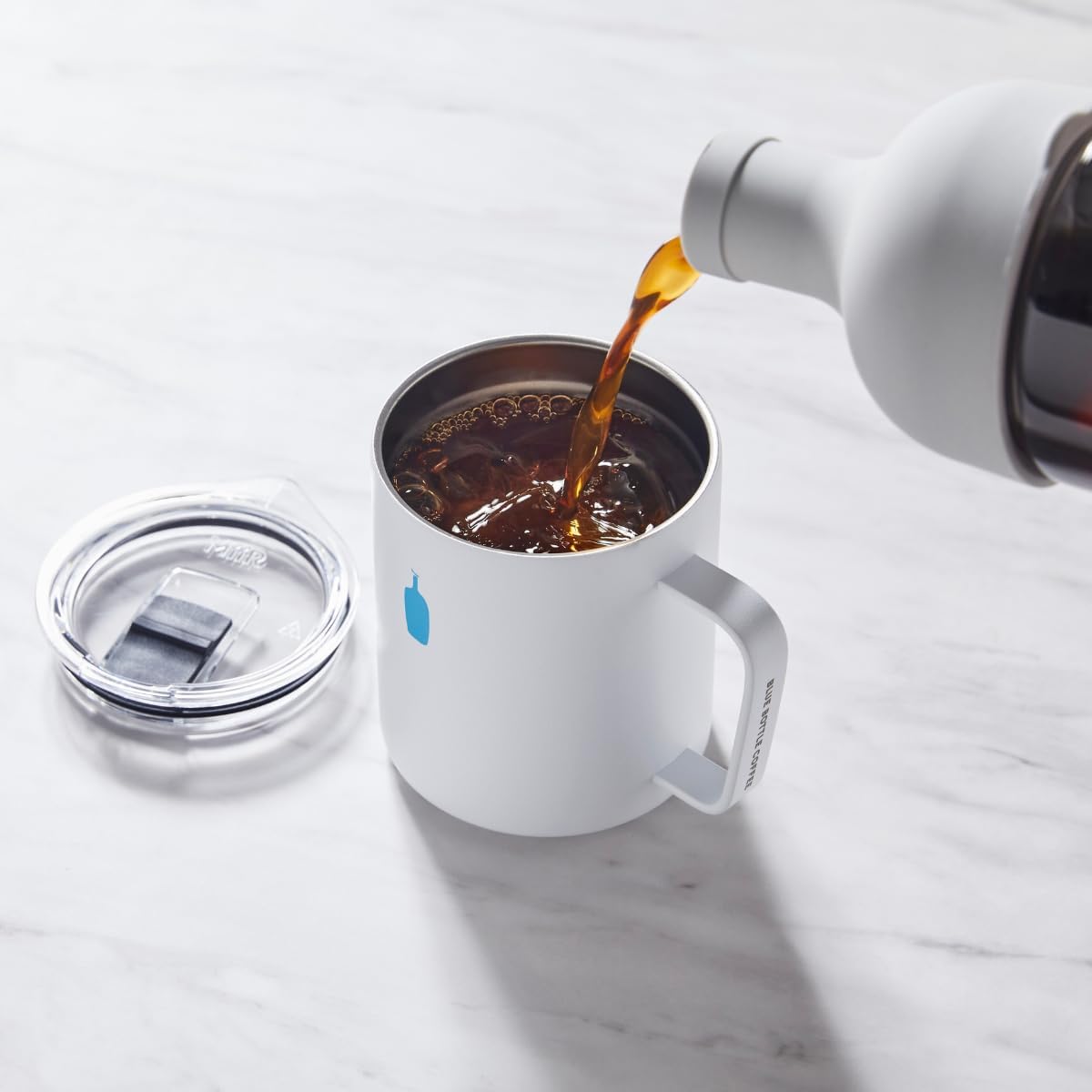 Blue Bottle Coffee White Travel Mug – 12 oz Portable Coffee Cup