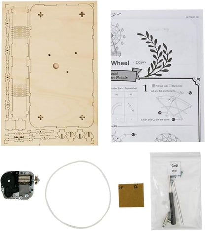 ROBOTIME Musical 3D Wooden Puzzle – DIY Assembly Craft Kit, Educational Toy &amp; Home Décor Gift