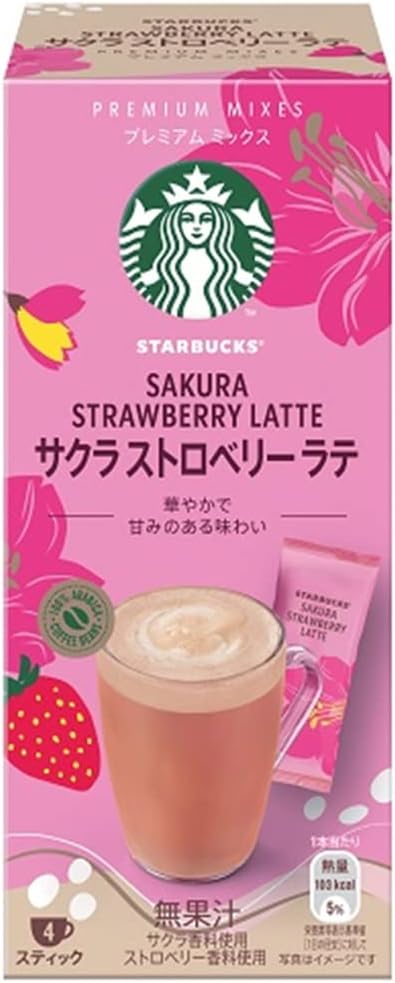 Starbucks Premium Mix Sakura Strawberry Latte 4 Sachets Inside | Made in Japan