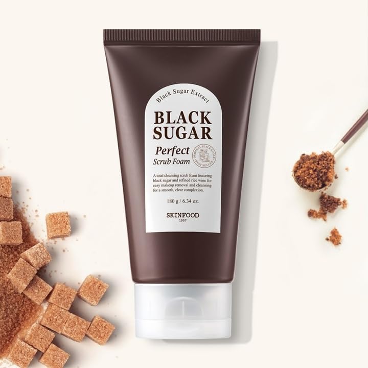 SKINFOOD Black Sugar Scrub Foam – Exfoliating &amp; Deep Cleansing Face Wash