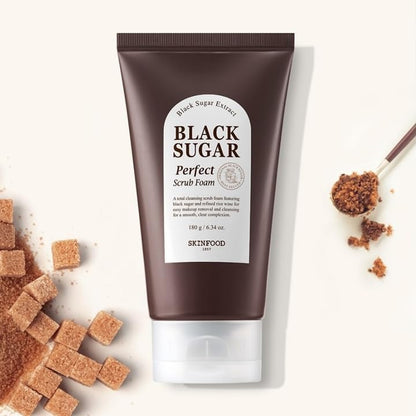 SKINFOOD Black Sugar Scrub Foam – Exfoliating &amp; Deep Cleansing Face Wash