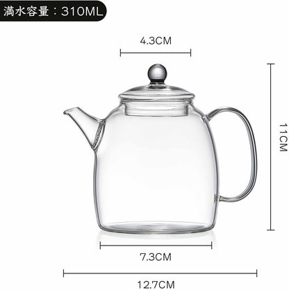 Pokaroty Mini Heat-Resistant Glass Teapot – 310ml Compact Single Serve
