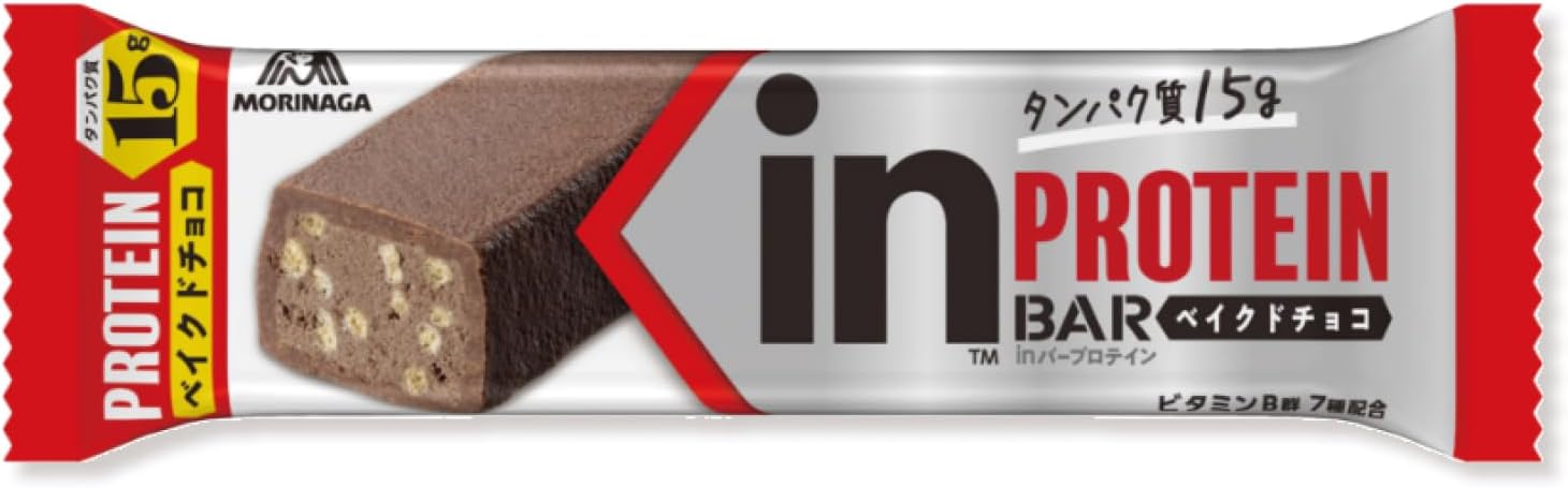 Morinaga In Bar Protein – 4 Types × 8 Bars PSJ Variety Box | Baked Chocolate, Baked Bitter, Wafer Vanilla &amp; Wafer Cafe au Lait | High Protein Snack