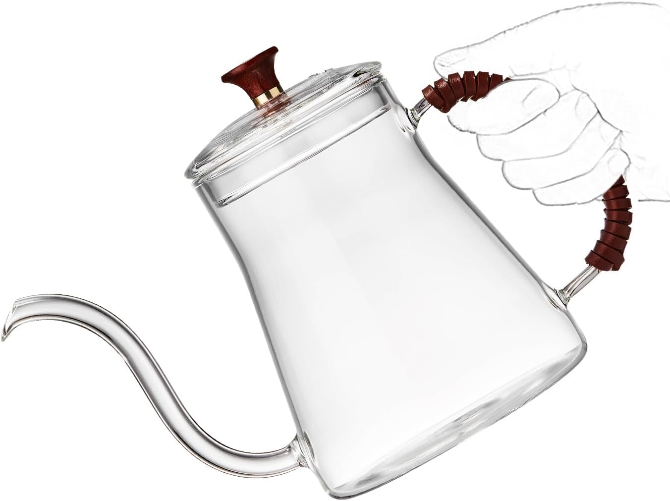Pocarati Gooseneck Coffee Kettle – 680ml Heat-Resistant Glass Drip Pot