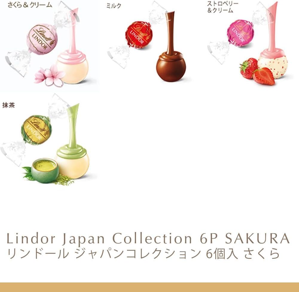 Lindt &amp; Sprüngli Lindor Japan Collection Sakura Gift Bag – 8 Piece Mother’s Day Chocolate Set with S Shopping Bag