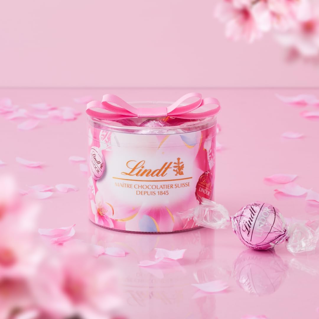 Lindt &amp; Sprüngli Lindor White Day Return Ribbon Gift Box – 8 Piece Chocolate Set with S Shopping Bag